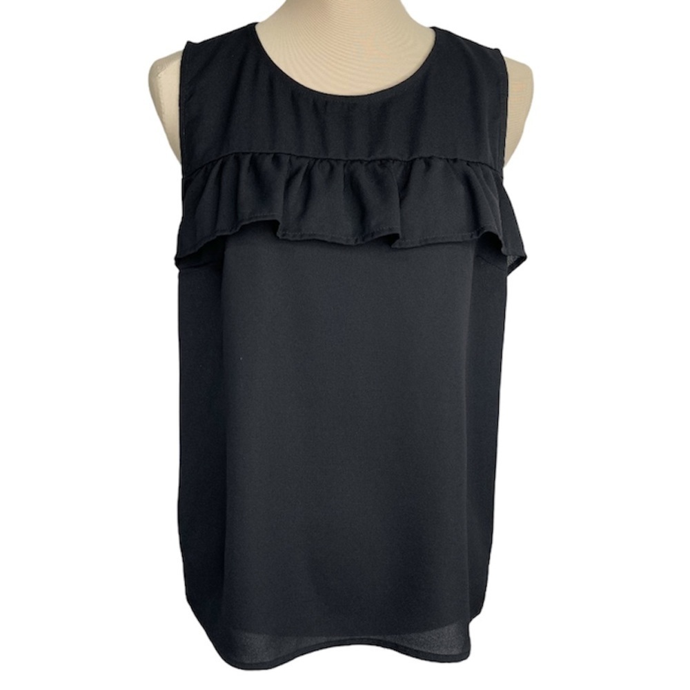 Forever 21 Sleeveless Ruffle Top Black Small